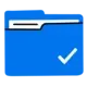illustration of a blue file with a checkmark in the bottom right corner